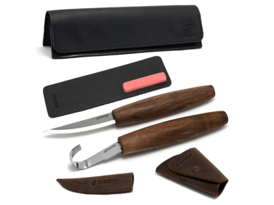 S01X Black Beavercraft Spoon Carving Tool Set (C4X + SK5RX + honing acc) in Genuine Leather Case