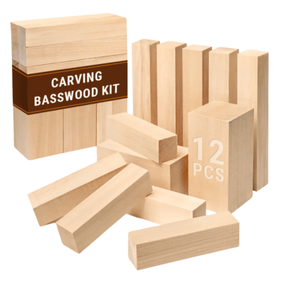 BW12 Beavercraft Wood Carving Blocks set 12pcs. Linden/Basswood