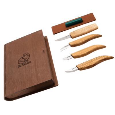 S07 book Beavercraft Basic Set of 4 Knives in gift book-box