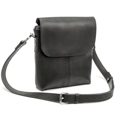 LC_Grip_Black Beavercraft Leather Flap Over Shoulder Bag for Men, Black