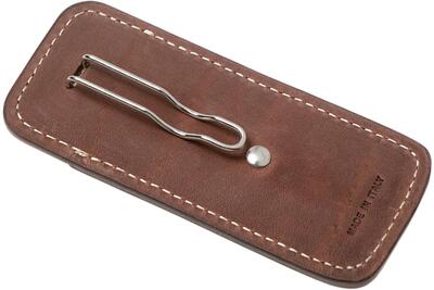 900FDV3 BR LionSteel Leather vertical sheath with CLIP - BROWN Color