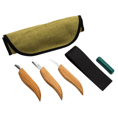 S06 Beavercraft Chip Carving Knives Set (3 knives in roll + accessories)