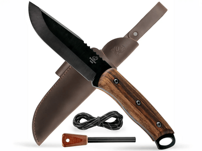 BSH4_F Dusk Beavercraft Carbon Steel Bushcraft Knife With Ferro Rod And Leather Sheath