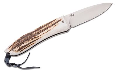 8800 CE LionSteel Folding knife with D2 blade, stag handle with sheath