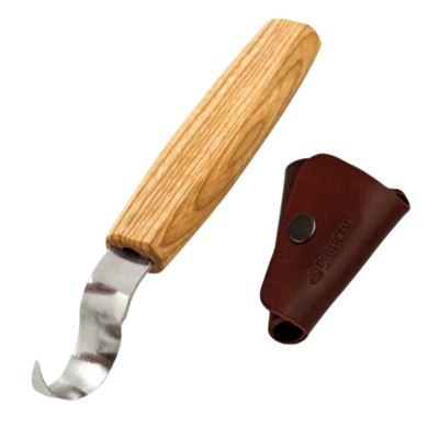 SK1S Oak Beavercraft Spoon Carving Knife 25 mm with Oak Handle with leather sheath