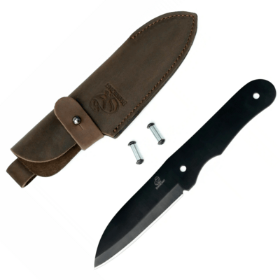 BSH-kit 5 Beavercraft Carbon Steel Blued-Blade Bushcraft Knife with Leather Sheath set
