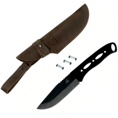 BSH-kit 4 Beavercraft Carbon Steel Blued-Blade Bushcraft Knife with Leather Sheath set