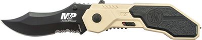 SWMP1BSD Smith and Wesson M&P M.A.G.I.C. Assist Black w/40% Serrated  Blade Desert Camo Aluminum Han