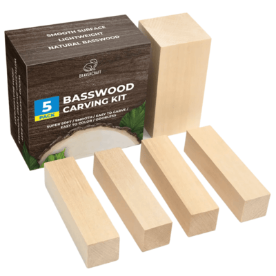 BW1 Beavercraft Wood Carving Blocks set 5pcs. Linden/Basswood