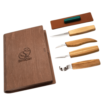 S09 book Beavercraft Set of 4 Knives in gift book-box