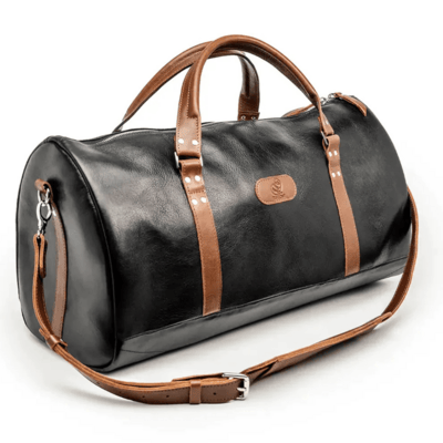 LC_Journey_Black Beavercraft Journey – Leather Travel Luggage Duffel Bag, Black