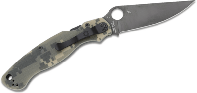 C36GPCMOBK2 Spyderco Military 2 Camo G-10 Black Blade Reveal 13