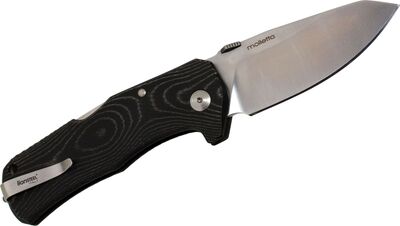 TM1 MS LionSteel Solid LockBack BLACK Micarta handle Sleipner SATIN Blade IKBS