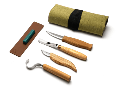 S43 Beavercraft Spoon and Kuksa Carving Professional Set (4 tools in roll + accessories)