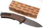 Kur BBR LionSteel Liner Lock Sleipner Blade DLC+SW blade, BROWN G10 handle, IKBS