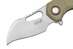 MKM MK FX03M-1GC ISONZO Hawkbill vreckový nôž 4,9 cm, Stonewash, zelená, Micarta