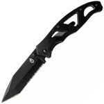 Gerber 31-003635 Paraframe II Part. Serrated Black vreckový nôž 8,6 cm, celočierna, celooceľový