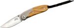 8200 UL LionSteel MINI Olive wood handle and titanium Bolster, D2 blade, with clip