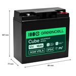 AGM12V18AH-H Green Cell AGM VRLA 12V 18Ah bezúdržbová baterie pro pokladny, hračky a kamery (181×77×