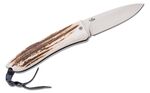 8800 CE LionSteel Folding knife with D2 blade, stag handle with sheath