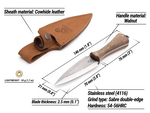 NCK1 Beavercraft Neck Knife Dagger with Leather Sheath