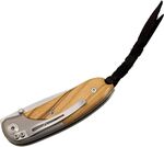 8200 UL LionSteel MINI Olive wood handle and titanium Bolster, D2 blade, with clip