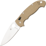C95MPCW2 Spyderco Manix 2 XL barna vászon Micarta CPM CRU-WEAR Reveal 14