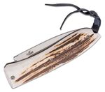 8800 CE LionSteel Folding knife with D2 blade, stag handle with sheath