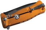 SR11A OB LionSteel SR FLIPPER ORANGE Aluminum knife, RotoBlock, Chemical Black blade Sleipner