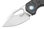MKM MK FX03M-3CM ISONZO Clip Point vreckový nôž 4,9 cm, Satin, mramorové uhlíkové vlákno