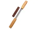 Beavercraft DK2S Drawknife obojručný rezbársky nôž 12 cm, jaseňové drevo, kožené puzdro