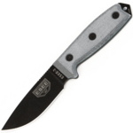 ESEE-3P-MB Model 3 všestranný nôž 9,8 cm, čierna, sivá, Micarta, plastové Coyote hnedé puzdro