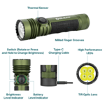 Seeker 4 Pro _x000D_
(OD Green) OLIGHT Customized 3.6V 5000mAh 21700 _x000D_
Lithium-ion Battery