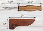 C4S Beavercraft Whittling Sloyd Knife with Oak Handle in Leather Sheath