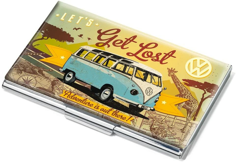 #CDC10-A601 Troika LET'S GET LOST Ploché puzdro na 11 vizitiek, viacfarebné, motív VW Vintage