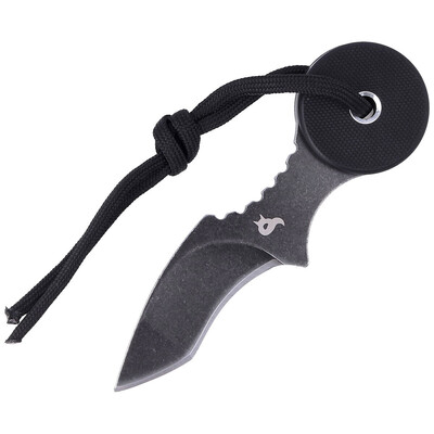 FOX kések BF-755 BLACK LOLLYPOP nyakkés 5,5 cm, Stonewash, fekete, G10, Kydex hüvely