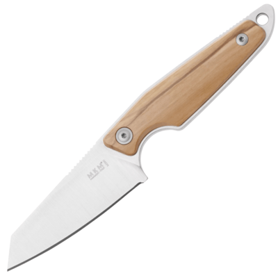 MKM MK MA02-O MAKRO 2 Sheepsfoot všestranný nůž 7,3 cm, Satin, olivové dřevo, kožené pouzdro