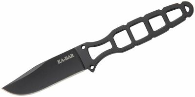 KA-BAR KB-1118BP SKELETON malý taktický nůž 6,4 cm, černá, celoocelový, plastové pouzdro