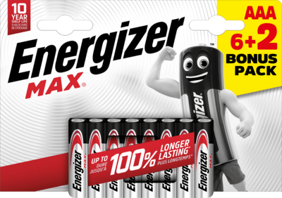 Energizer Max AAA alkalické batérie 8ks (6+2) E303326400