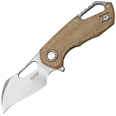 MKM MK FX03M-1NC ISONZO Hawkbill zsebkés 4,9 cm, kőmosott, natúr barna, Micarta