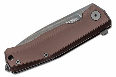 MT01A EB LionSteel Folding knife OLD BLACK M390 blade, EARTH BROWN aluminum handle
