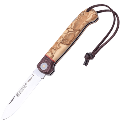 JOKER NO129 CANGURO kapesní lovecký nůž 8,5 cm, Satin, olivové a růžové dřevo, šňůrka