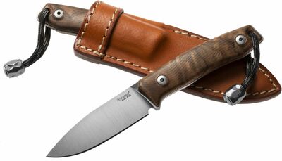 M1 WN LionSteel Fixed nůž m390 blade Walnut hwood andle, kožený sheath, Ti Pearl