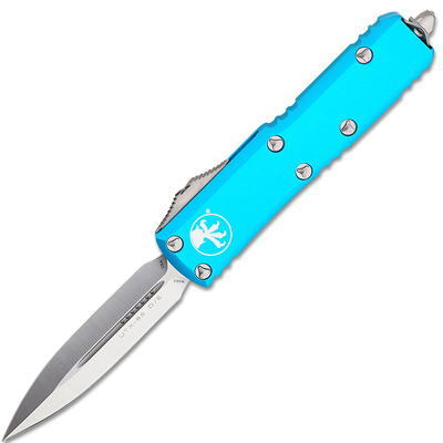 Microtech 232-4TQ UTX-85 Satin Standard Türkiz automata kés 7,6 cm, türkiz, alumínium