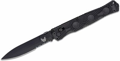 Benchmade 391SBK SOCP Black Serrated taktický vreckový nôž 11,4 cm, celočierny, CF-Elite