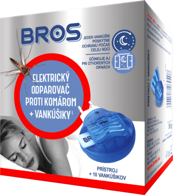 06940 Bros Elektrický odparovač proti komarom + vankúšiky – 10 kusov