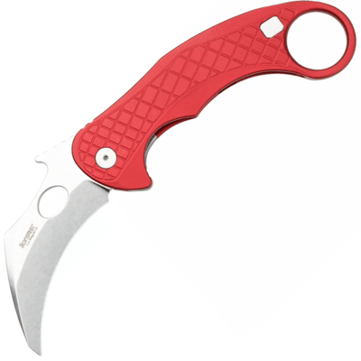 LionSteel LE1 A RS L.E.One Red vreckový nôž - karambit 8,2 cm, Stonewash, červená, hliník