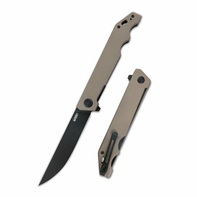 Kubey KU253C Pylades Tan Black zsebkés 11,8 cm, fekete, barna, G10, csat