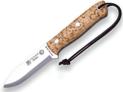 JOKER CL115 NÓRDICO vonkajší nôž 10 cm, drevo kučeravej brezy, kožené puzdro
