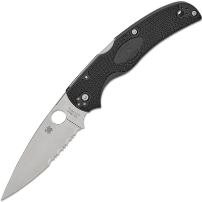 Spyderco C244PSBK Native Chief Black Lightweight Combo Edge vreckový nôž 10,2 cm, Satin, čierna, FRN